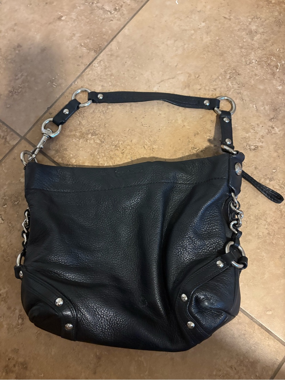 Coach Black Leather Shoulder Bag with Silver Hardware - Picture 1 of 4